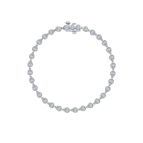 Lafonn Silver 3.30 CTW Simulated Diamond Link Bezel Tennis Bracelet 6.8"