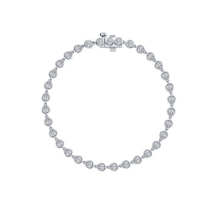 Lafonn Silver 3.30 CTW Simulated Diamond Link Bezel Tennis Bracelet 6.8"