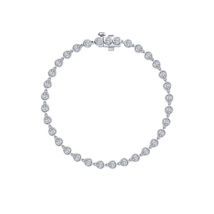 Lafonn Silver 3.30 CTW Simulated Diamond Link Bezel Tennis Bracelet 6.8"