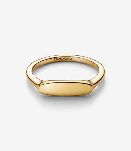 Pandora Moments 14K Gold-Plated Engravable Bar Ring Size 6