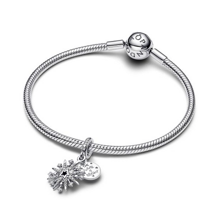 Pandora Moments Silver Sparkling Firework Double Dangle Charm