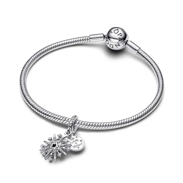 Pandora Moments Silver Sparkling Firework Double Dangle Charm