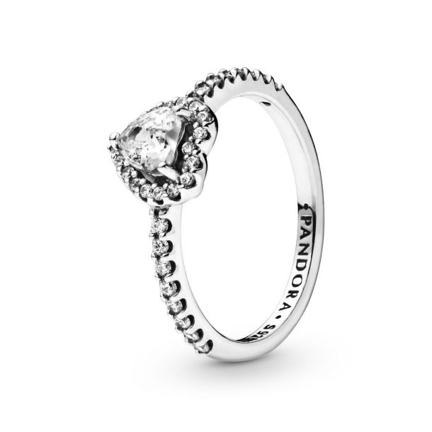 Pandora Timeless Elevated Clear Heart Ring Size 9