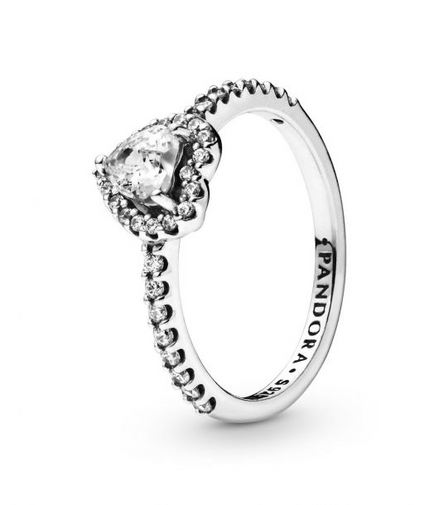 Pandora Timeless Elevated Clear Heart Ring Size 9