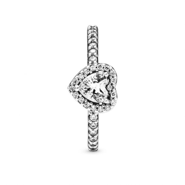 Pandora Timeless Elevated Clear Heart Ring Size 9