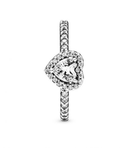 Pandora Timeless Elevated Clear Heart Ring Size 9