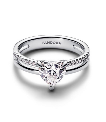 Pandora Timeless Double Band Heart Ring Size 9