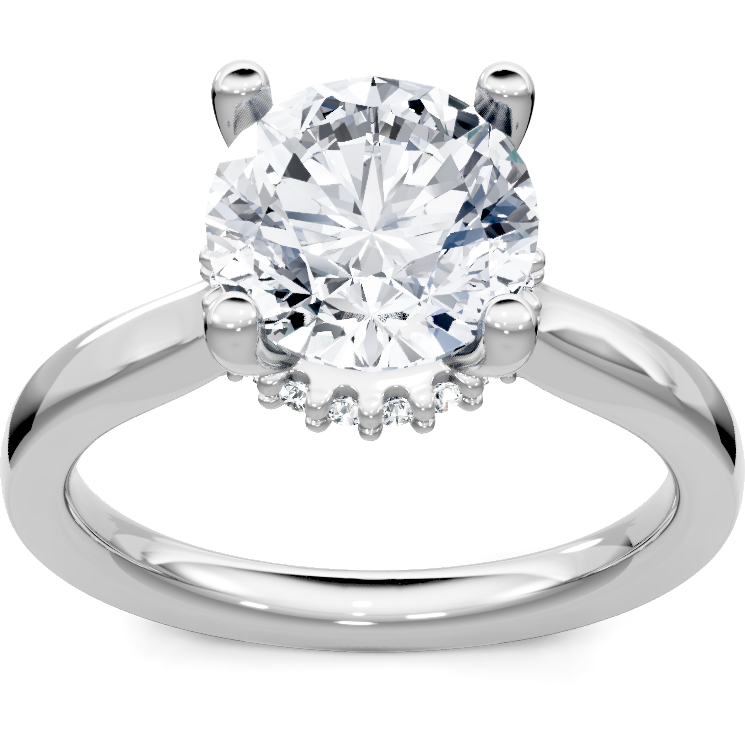 14K White Gold 0.16 CTW Round Diamond Hidden Halo Semi-Mount Engagement Ring