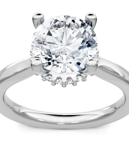 14K White Gold 0.16 CTW Round Diamond Hidden Halo Semi-Mount Engagement Ring