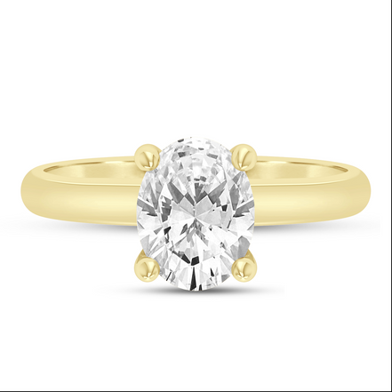 14K Yellow Gold 0.05 CT Diamond Oval Shaped Semi-Mount Engagement Ring