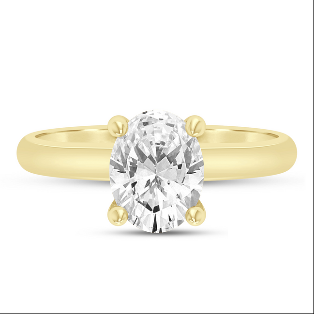 14K Yellow Gold 0.05 CT Diamond Oval Shaped Semi-Mount Engagement Ring