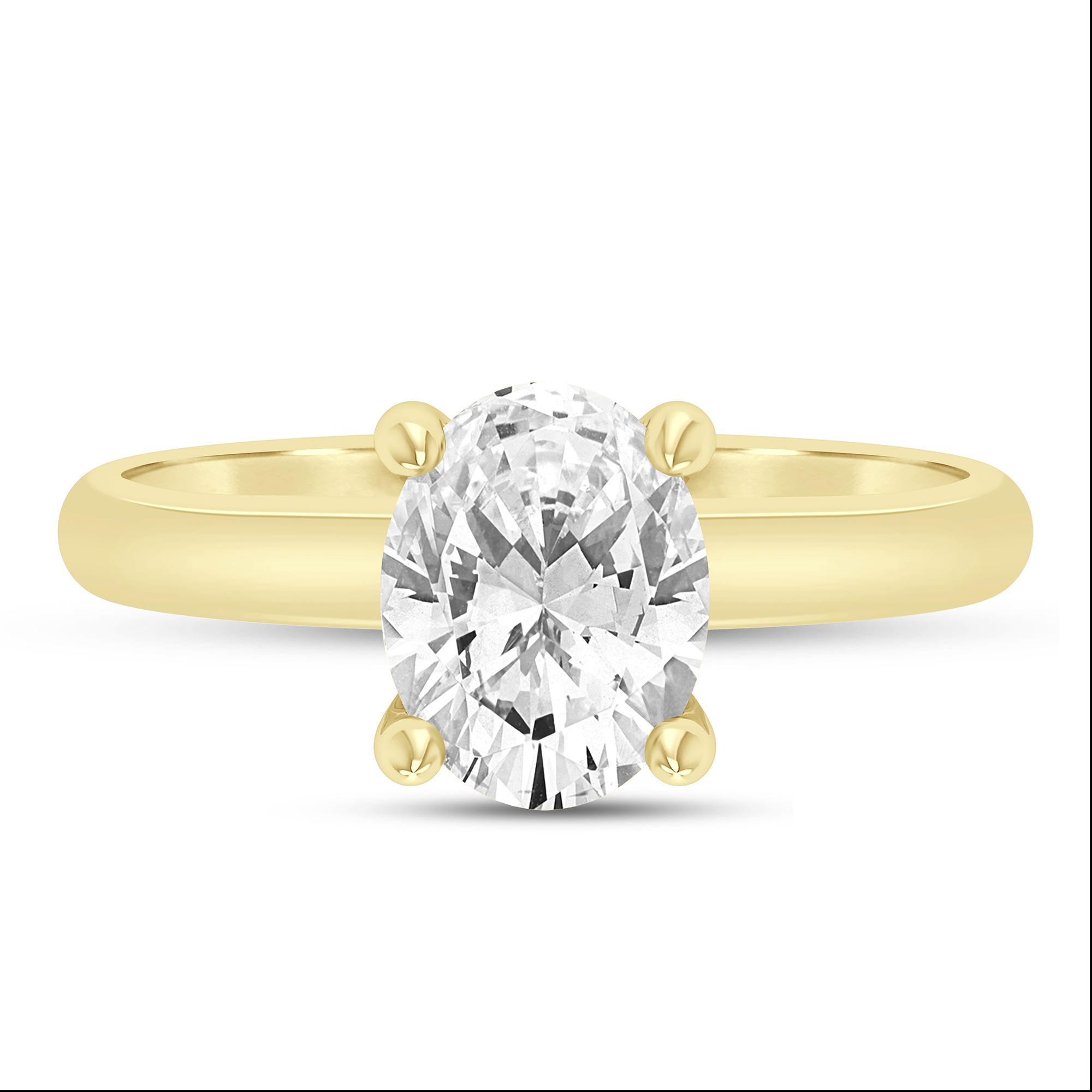 14K Yellow Gold 0.05 CT Diamond Oval Shaped Semi-Mount Engagement Ring