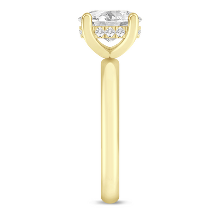 14K Yellow Gold 0.05 CT Diamond Oval Shaped Semi-Mount Engagement Ring