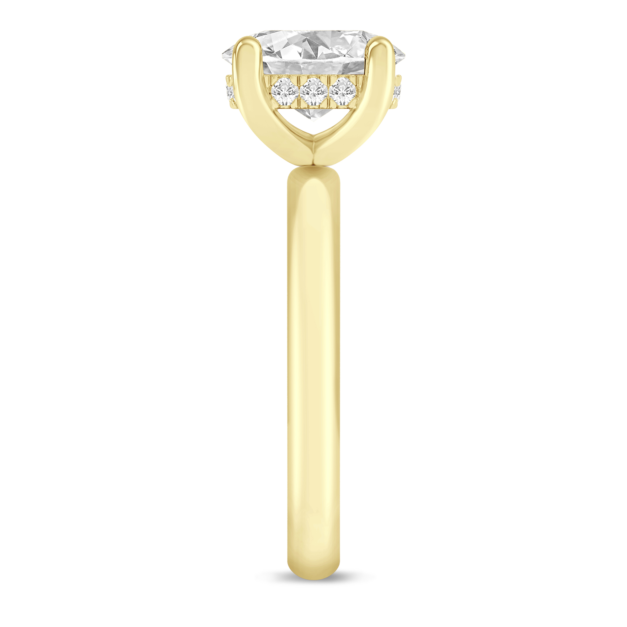 14K Yellow Gold 0.05 CT Diamond Oval Shaped Semi-Mount Engagement Ring