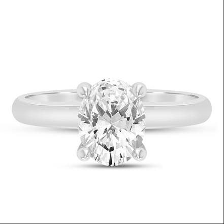 14K White Gold 0.05 CTW Diamond Oval Shaped Semi-Mount Engagement Ring