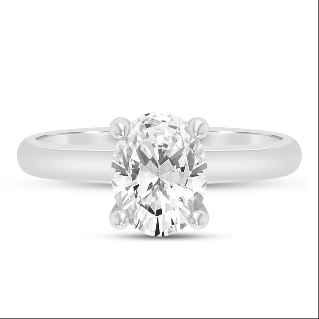14K White Gold 0.05 CTW Diamond Oval Shaped Semi-Mount Engagement Ring
