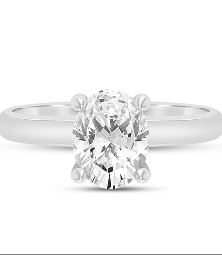 14K White Gold 0.05 CTW Diamond Oval Shaped Semi-Mount Engagement Ring