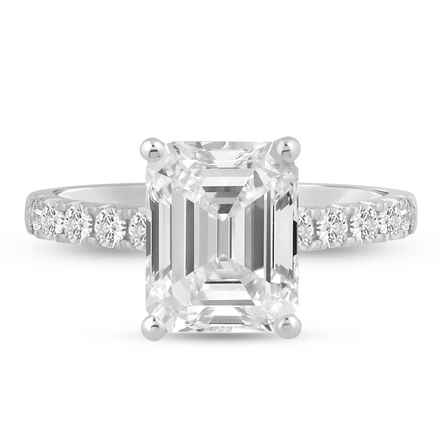 14K White Gold 0.50 CTW Lab Grown Diamond Emerald Shaped Semi-Mount Engagement Ring