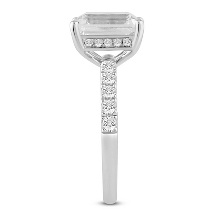 14K White Gold 0.50 CTW Lab Grown Diamond Emerald Shaped Semi-Mount Engagement Ring