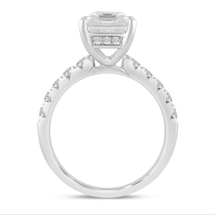 14K White Gold 0.50 CTW Lab Grown Diamond Emerald Shaped Semi-Mount Engagement Ring