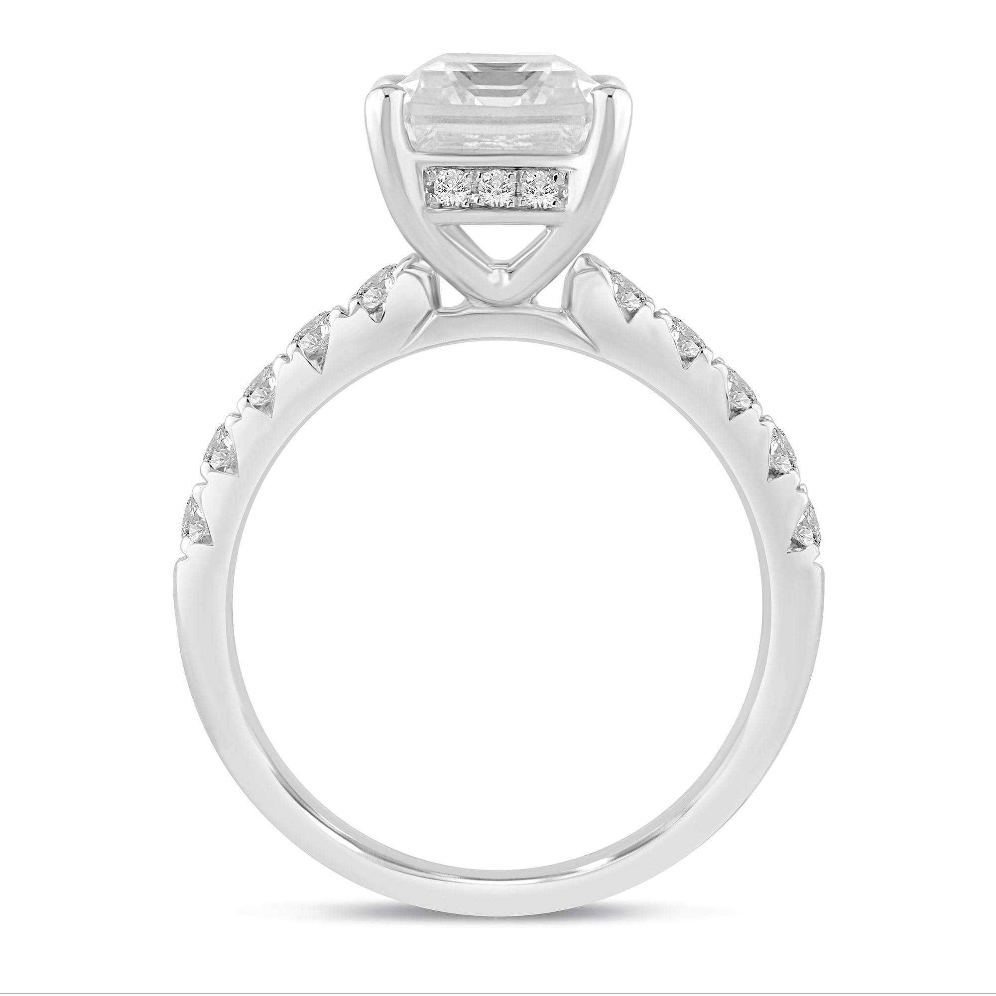 14K White Gold 0.50 CTW Lab Grown Diamond Emerald Shaped Semi-Mount Engagement Ring