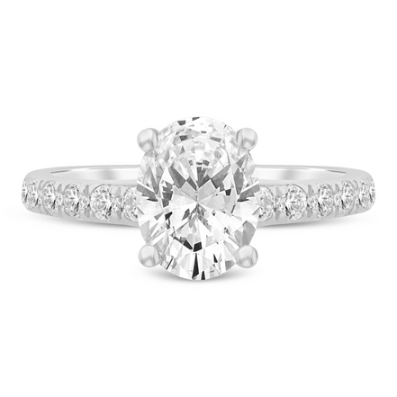 14K White Gold 2.44 CTW Oval Diamond Semi-Mount Engagement Ring