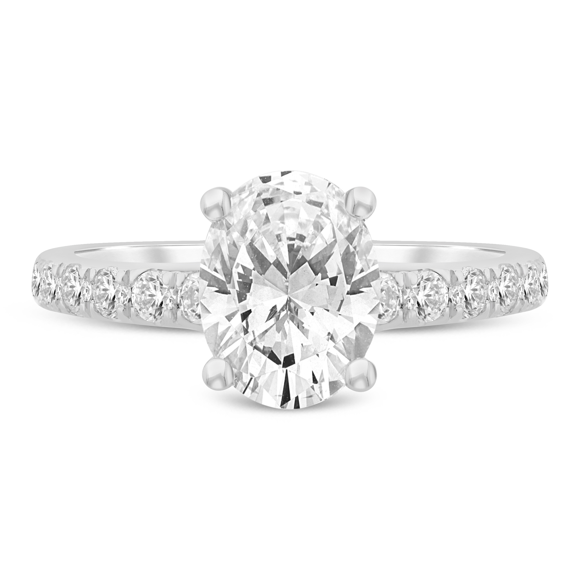 14K White Gold 2.44 CTW Oval Diamond Semi-Mount Engagement Ring