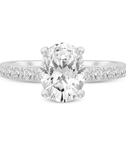 14K White Gold 2.44 CTW Oval Diamond Semi-Mount Engagement Ring
