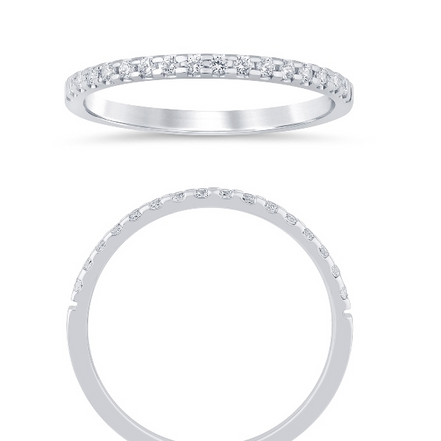 14K White Gold 0.16 CTW Diamond Low Profile Half Eternity Band