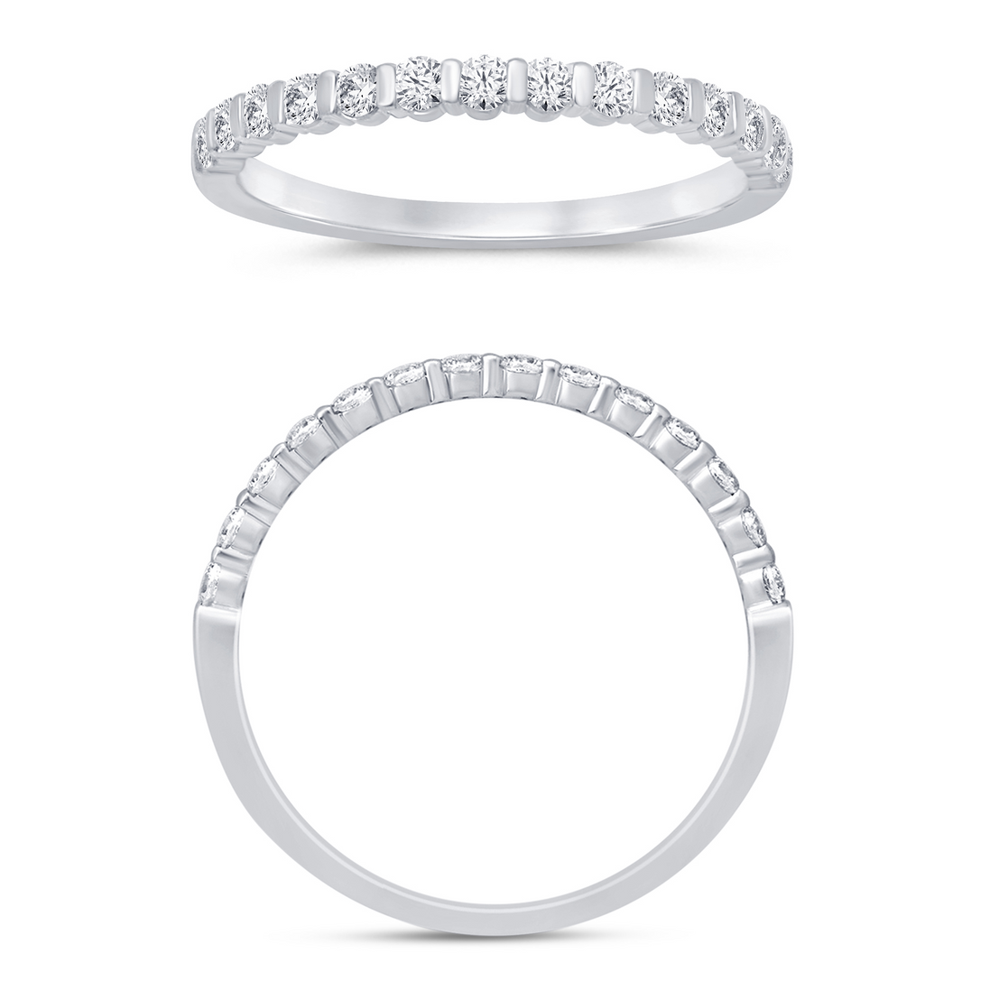 14K White Gold 0.25 CTW Diamond Bar Set Half Eternity Band