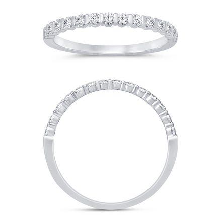 14K White Gold 0.25 CTW Diamond Bar Set Half Eternity Band