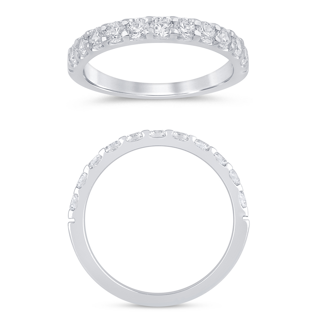 14K White Gold 0.75 CTW Diamond Low Profile Half Eternity Band