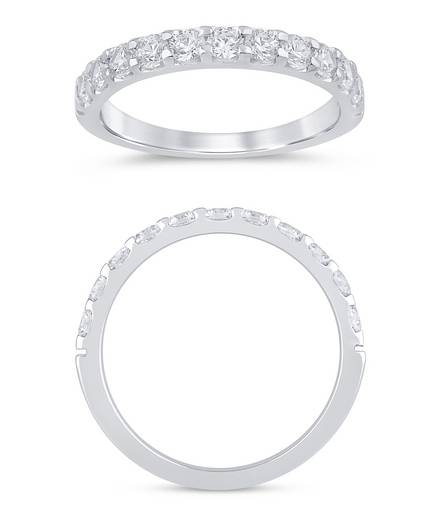 14K White Gold 0.75 CTW Diamond Low Profile Half Eternity Band