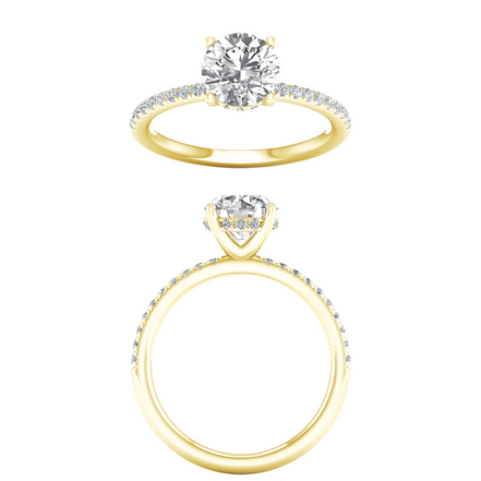 14K Yellow Gold 2.25 CTW Lab Grown Round Diamond with Hidden Halo Engagement Ring