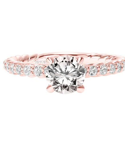 Artcarved 18K Rose Gold Round Cut Diamond Semi-Mount Ring