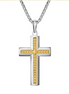 Bulova Link™ Two-Tone Gold-Plated and Sterling Silver Cross Pendant Necklace