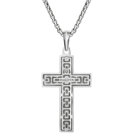 Bulova Link™ Two-Tone Gold-Plated and Sterling Silver Cross Pendant Necklace