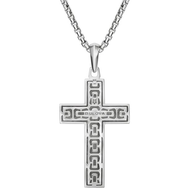 Bulova Link™ Two-Tone Gold-Plated and Sterling Silver Cross Pendant Necklace