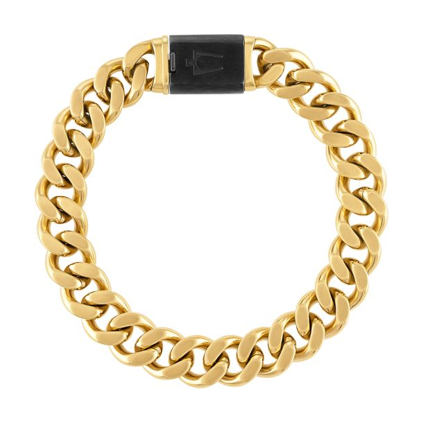 Bulova Classic Gold-Tone Stainless Steel Curb Chain Bracelet 8.5"