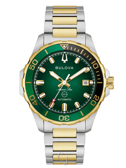 Bulova Men's Marine Star Two-Tone Green Dial Bracelet Watch