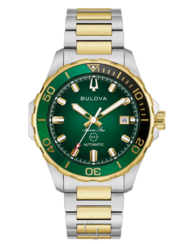 Bulova Men's Marine Star Two-Tone Green Dial Bracelet Watch