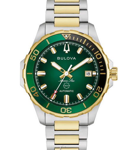 Bulova Men's Marine Star Two-Tone Green Dial Bracelet Watch