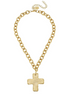 Susan Shaw 24K Gold Triple Plated Solid Cross Necklace