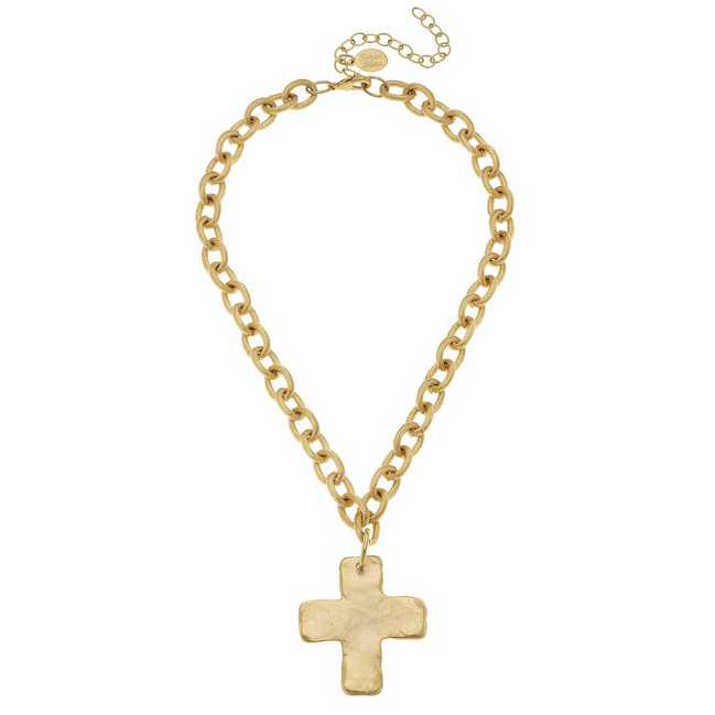 Susan Shaw 24K Gold Triple Plated Solid Cross Necklace