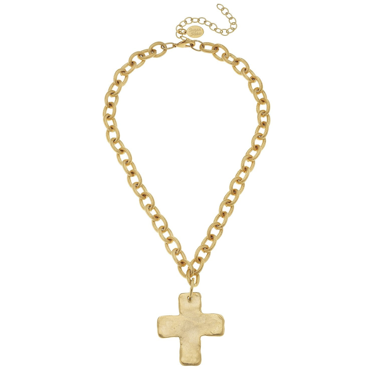 Susan Shaw 24K Gold Triple Plated Solid Cross Necklace