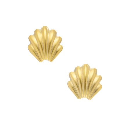 Susan Shaw 24K Gold Triple Plated Marbella Mini Shell Stud Earrings