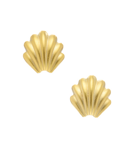Susan Shaw 24K Gold Triple Plated Marbella Mini Shell Stud Earrings