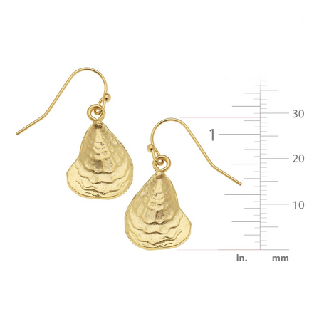 Susan Shaw 24K Gold Triple Plated Oyster Dangle Earrings