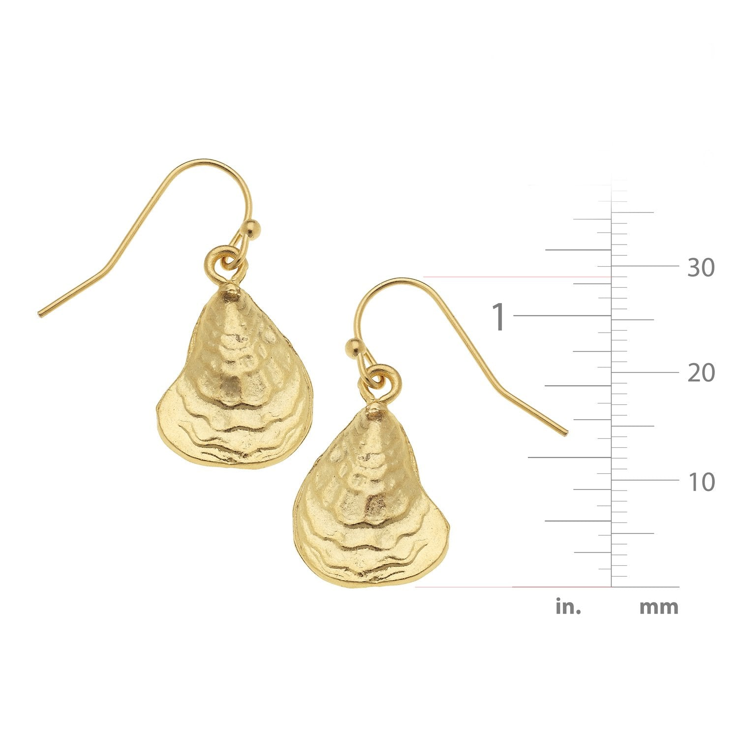 Susan Shaw 24K Gold Triple Plated Oyster Dangle Earrings