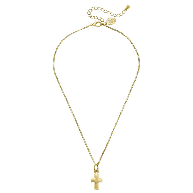 Susan Shaw 24K Gold Triple Plated Dainty Small Cross Pendant Necklace